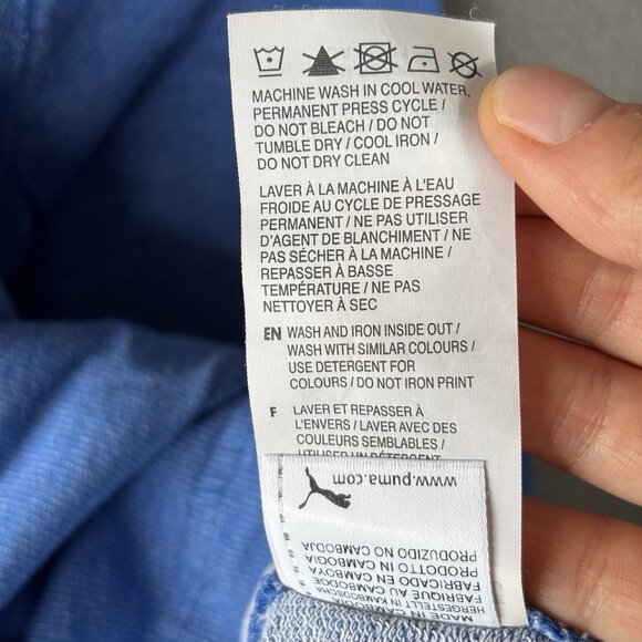 Puma Mens XL Blue Gray Logo Hoodie Pullover Long Sleeve Active Running Gymwear - Picture 11 of 16